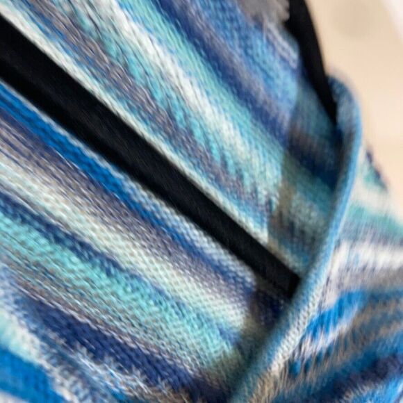 J. Jill Cardigan Women Large Blue Striped Linen Cotton Preppy Costal Resort Wear - Picture 5 of 10